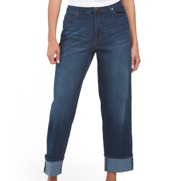 NEW D. JEANS High Waist Recycle Wide Leg Ankle Jeans With Fixed Cuffs 168mn - Picture 2 of 8